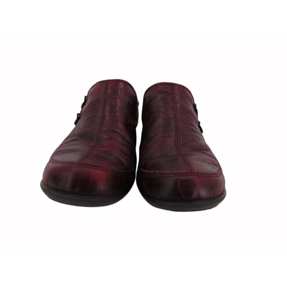 Romika Dark Red Two Hook Shoes US 8 EUR 39 Round Toe Elastic Loop Leather - Picture 7 of 16
